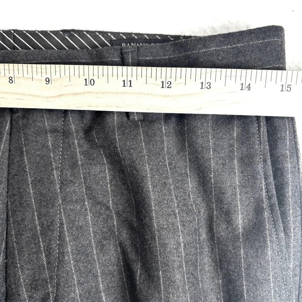 Banana Republic Mens 30x32 Slim Fit 100% Wool Pinstripe Dress Pants Charcoal Gry